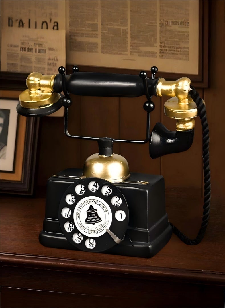 JUNYOUK Elegant Vintage-Style Decorative Telephone – Antique Resin Rotary Phone Replica, Perfect for Home and Bar Décor, Study Room Display, Nostalgic Photography Props, and Unique Gifts for Weddings, Graduations, and Special Occasions - Image 2